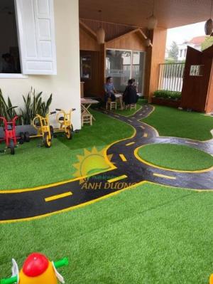 Nhận thi công thảm cỏ nhân tạo cho trường mầm non, công viên, khu vui chơi, nhà thiếu nhi