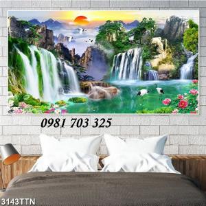 Gạch tranh phong cảnh- tranh 3D phong cảnh thác nước đẹp