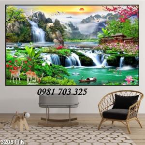 Gạch tranh phong cảnh- tranh 3D phong cảnh thác nước đẹp