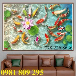 Tranh gạch 3d cá chép - tranh cửu ngư giá tốt nhất