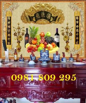 Tranh 3d phòng thờ câu đối - gạch tranh
