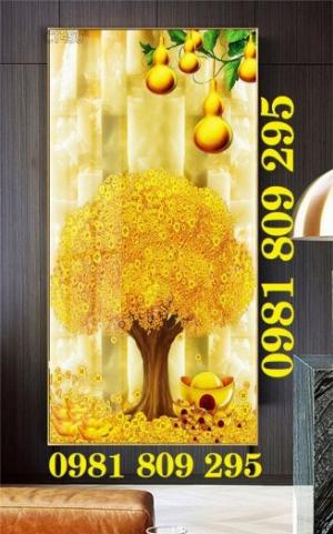 Tranh cây tài lộc - gạch tranh 3d cây đồng tiền
