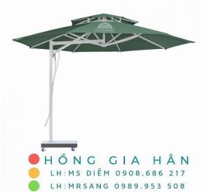 Ô dù lệch tâm tròn Hồng Gia Hân màu xanh lá D002