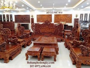 Bộ Bàn Ghế Đồng Kỵ Đẹp Chạm Cửu Long Bát Mã