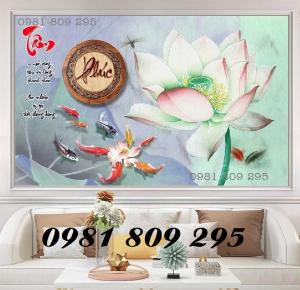 Tranh hoa sen - gạch tranh 3d cá chép ,cửu ngư