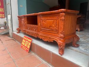 Kệ tivi tân cổ điển gỗ hương đá
