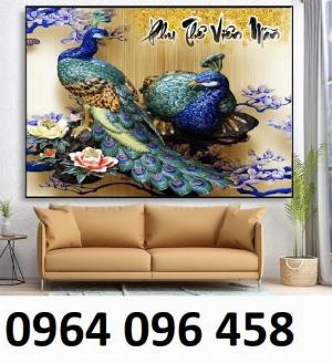 Tranh chim công - tranh gạch 3d chim công - 676XP