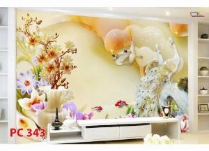 Tranh chim công - tranh gạch 3d chim công - 676XP