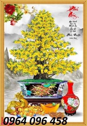 Tranh cây mai vàng - tranh gạch 3d cây mai vàng - KNJ7