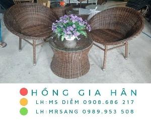 Bàn ghế mây nhựa sân vườn Hồng Gia Hân MS15