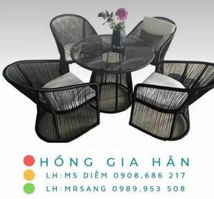 Bàn ghế cafe mây nhựa Hồng Gia Hân MS22