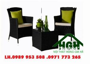 Bàn ghế mây nhựa ngoài trời Hồng Gia Hân SM43