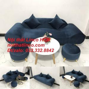 Bộ ghế sopha sofa văng băng thuyền màu xanh dương đậm đen giá rẻ Sofa Linco HCM