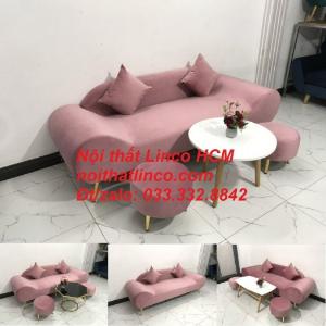 Bộ ghế sofa văng băng thuyền màu hồng phấn hường cánh sen giá rẻ Nội thất Linco HCM