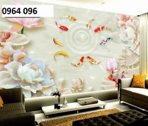 Tranh cá chép 3d - tranh gạch 3d cá chép - HCX3