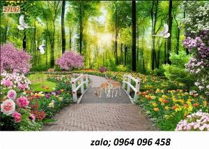 Tranh phong cảnh đồng quê - tranh gạch 3d đồng quê