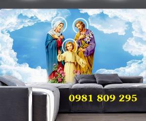 Mẫu tranh 3d gia đình thánh gia , tranh gạch công giáo