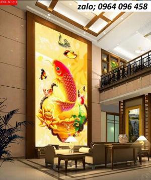Tranh 3d cá chép phong thủy - tranh gạch 3d cá chép phong thủy - 321SP