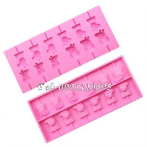 Khuôn silicon làm rau câu, kẹo dẻo, socola vĩ 12 heo con Cute Peppa - Mã số 1038