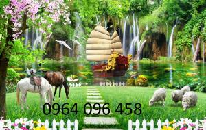 Tranh 3d phong thủy phòng khách - tranh gạch 3d phong thủy - KBC44