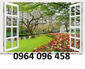 Tranh cửa sổ 3d - tranh gạch 3d cửa sổ - TCV43
