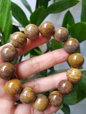 Vòng Tay Nam Gỗ Hoá Thạch Bóng đẹp Hiếm Size 16mm