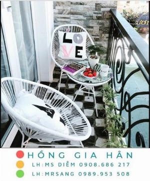 Bộ bàn ghế mây tròn Hồng Gia Hân MS167