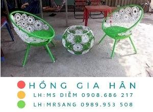 Bộ bàn ghế mây tròn Hồng Gia Hân MS168