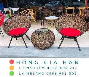 Bộ bàn ghế mây tròn Hồng Gia Hân MS171