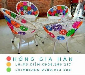 Bộ bàn ghế mây tròn Hồng Gia Hân MS172