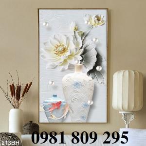 Tranh 3d bình hoa - tranh gạch men DFER76