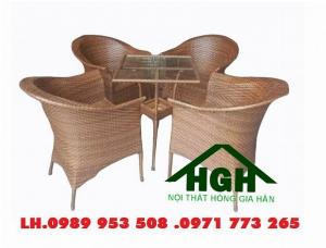 Bàn ghế nhựa giả mây Hồng Gia Hân MS52