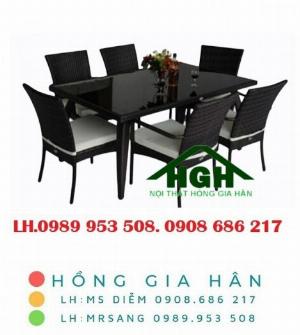 Bộ bàn ghế cafe mây nhựa Hồng Gia Hân MS61