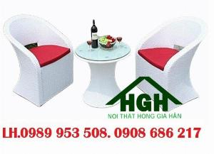 Bộ bàn ghế cafe mây nhựa Hồng Gia Hân MS83