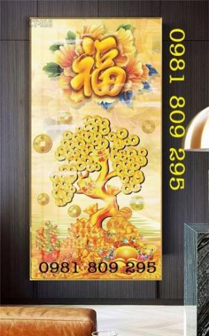 Tranh 3d cây tiền vàng - gạch tranh phong thủy