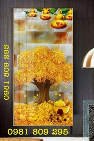 Tranh 3d cây tiền vàng - gạch tranh phong thủy