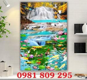 Tranh thác nước - gạch tranh 3d khổ đứng