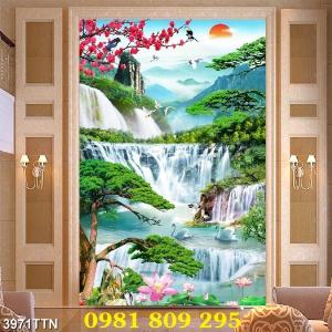 Tranh thác nước - gạch tranh 3d khổ đứng