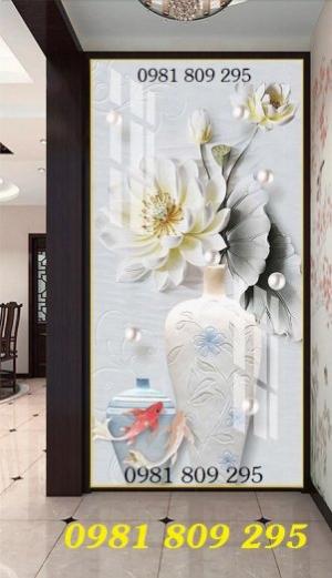 Mẫu tranh 3d bình hoa - gạch 3d