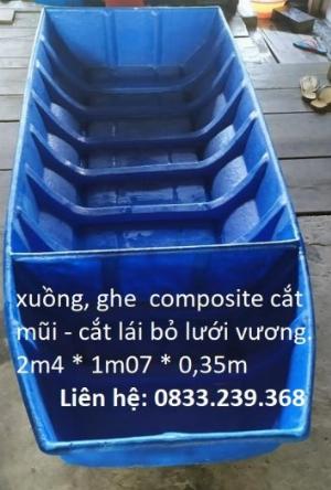 Xuồng, ghe composite cắt mũi - cắt lái 1, 2 người đi bỏ lưới vương