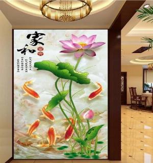 Tranh cá koi 3d - tranh gạch 3d cá koi - KBV43
