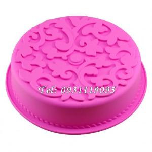 Khuôn silicon làm bánh, rau câu hình tròn hoa văn kiểu – Loại 28 cm – Mã số 1141