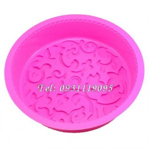 Khuôn silicon làm bánh, rau câu hình tròn hoa văn kiểu – Loại 28 cm – Mã số 1141