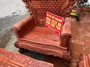 Bộ Bàn Ghế Tân Cổ Điển Hoàng Gia Đục 2 Mặt Gỗ Hương Đá