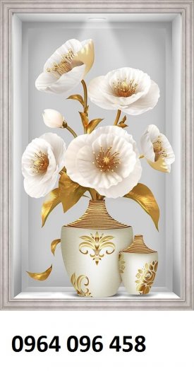 Tranh bình hoa 3d -tranh gạch 3d bình hoa - XBV12