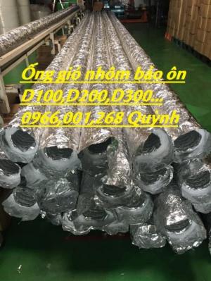 Ống gió mềm có bảo ôn cách nhiệt, bông trắng Polysite không ngứa phi 100,phi 200,phi 300 giá tốt