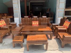 Bộ bàn ghế âu á hộp 9 món gỗ mun đuôi công