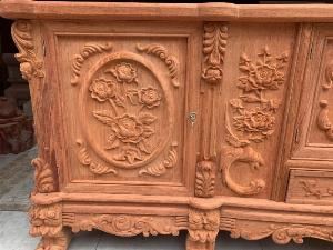 Kệ Tivi Tân Cổ Điển Hoa Hồng Gỗ Hương Đá