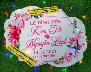 Bảng tên cô dâu chú rể, bảng tên đám hỏi đám cưới, tem dán chai nước suối 2022