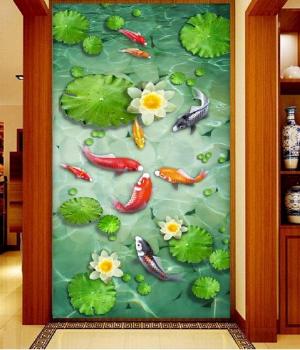 Tranh cá chép 3d - tranh gạch 3d cá chép - GS33